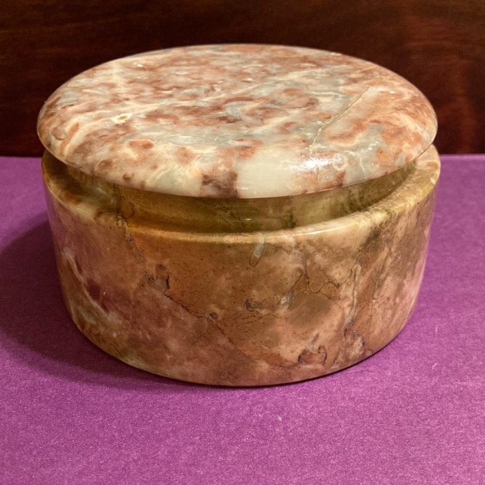 Pakistan round lidded marble trinket box